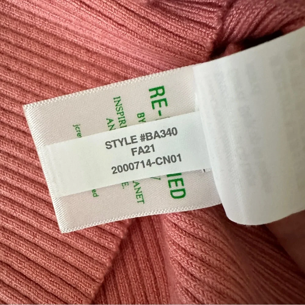 J.Crew Pink Puff-Sleeve Silk-Blend Short Sleeve Ribbed Knit Top Sweater